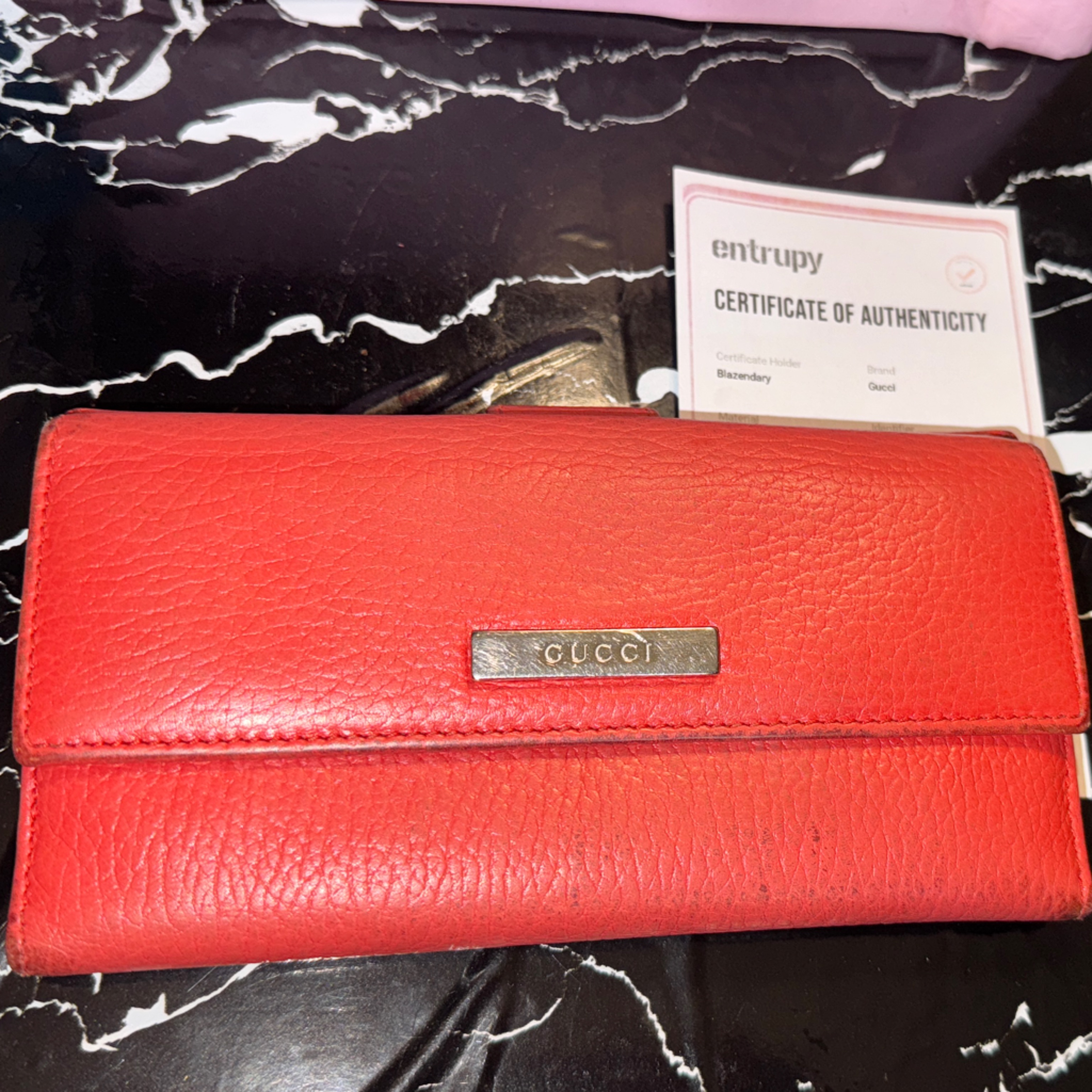 Gucci Red Leather Wallet Very Good Condition